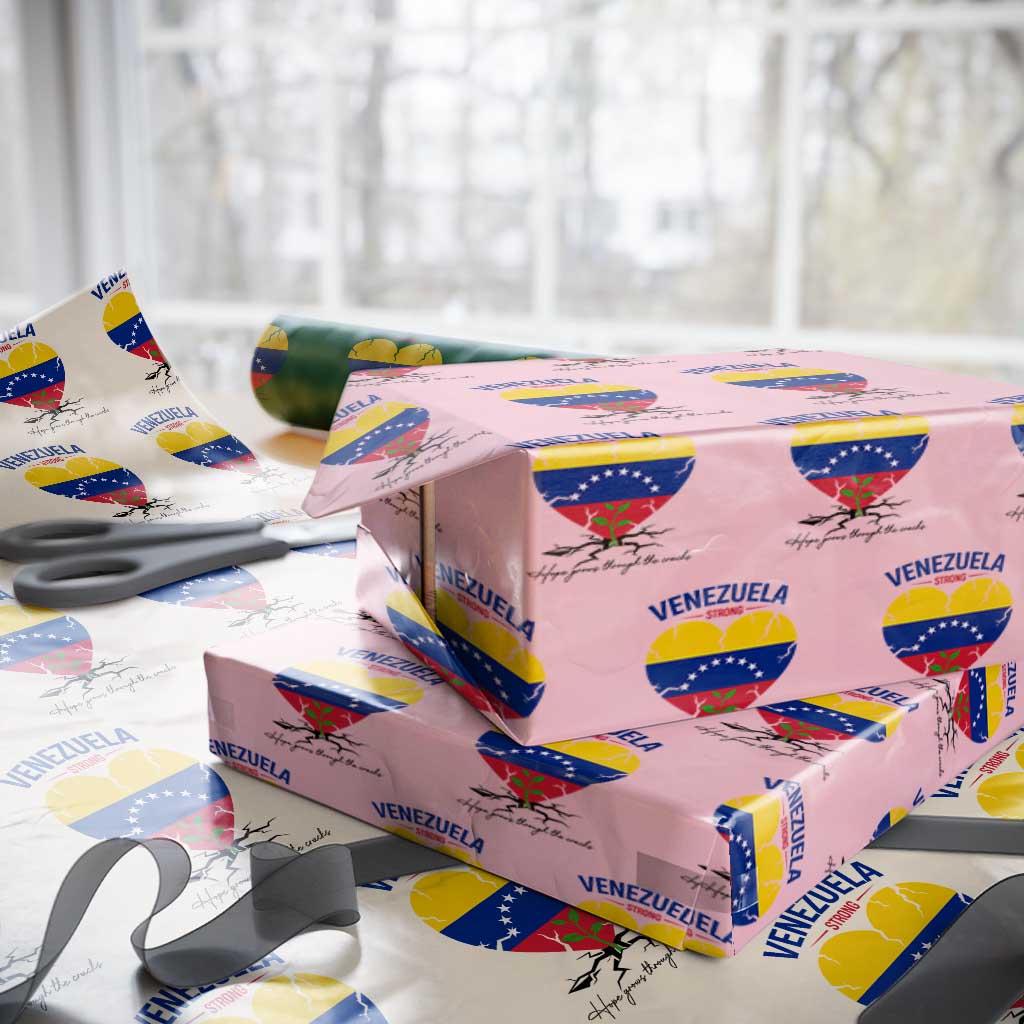 Venezuela Strong Healing Support Wrapping Paper Roll Hope Grows Through Cracks Venezuelan Flag Heart