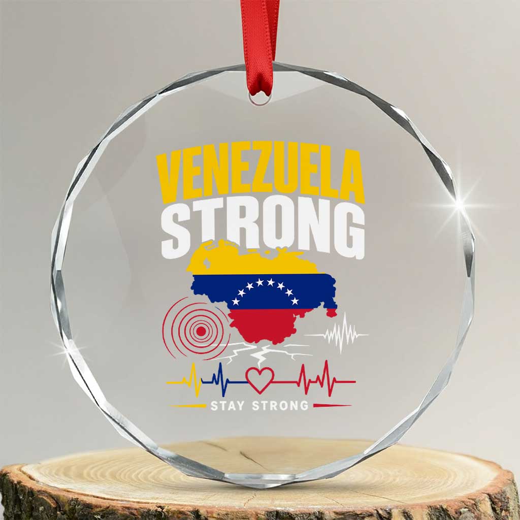 Venezuela Strong Support and Solidarity Crystal Glass Ornament Patriotic Venezuelan Flag Country Map