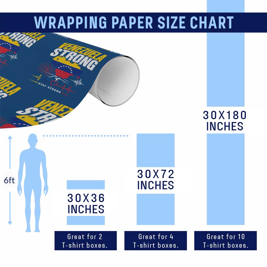 Venezuela Strong Support and Solidarity Wrapping Paper Roll Patriotic Venezuelan Flag Country Map