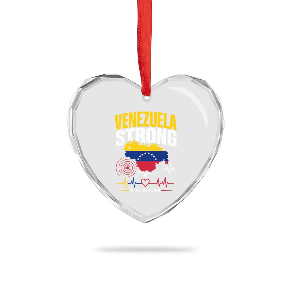 Venezuela Strong Support and Solidarity Heart Crystal Glass Ornament Patriotic Venezuelan Flag Country Map