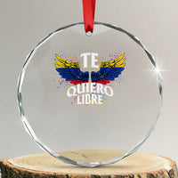 Venezuelan Pride Crystal Glass Ornament Te Quiero Libre Venezuela Flag Wings - Wonder Print Shop