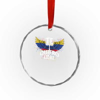 Venezuelan Pride Crystal Glass Ornament Te Quiero Libre Venezuela Flag Wings - Wonder Print Shop