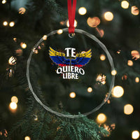 Venezuelan Pride Crystal Glass Ornament Te Quiero Libre Venezuela Flag Wings - Wonder Print Shop