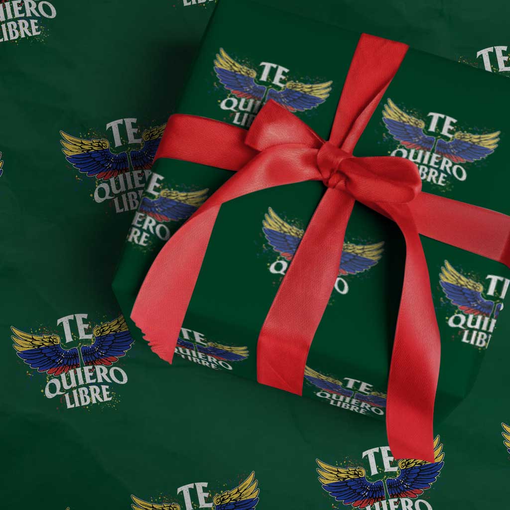 Venezuelan Pride Wrapping Paper Roll Te Quiero Libre Venezuela Flag Wings - Wonder Print Shop