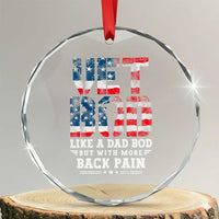 Vet Bod Crystal Glass Ornament Funny Military Veteran Dad Bod American Flag - Wonder Print Shop