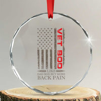 Vet Bod Crystal Glass Ornament Funny Veteran Like Dad Bod But More Back Pain US Flag - Wonder Print Shop
