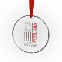 Vet Bod Crystal Glass Ornament Funny Veteran Like Dad Bod But More Back Pain US Flag - Wonder Print Shop