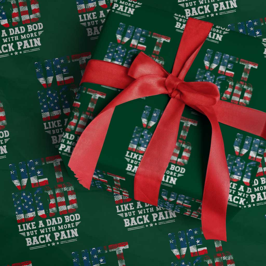 Vet Bod Wrapping Paper Roll Funny Military Veteran Dad Bod American Flag - Wonder Print Shop