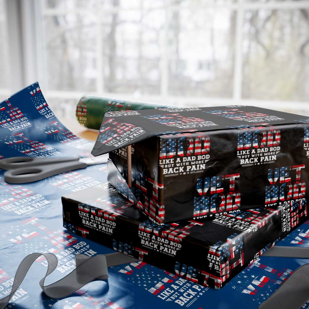 Vet Bod Wrapping Paper Roll Funny Military Veteran Dad Bod American Flag - Wonder Print Shop