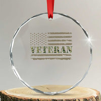 Veteran Crystal Glass Ornament Retro Patriotic Army Camouflage US Flag