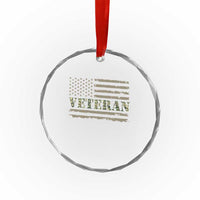 Veteran Crystal Glass Ornament Retro Patriotic Army Camouflage US Flag