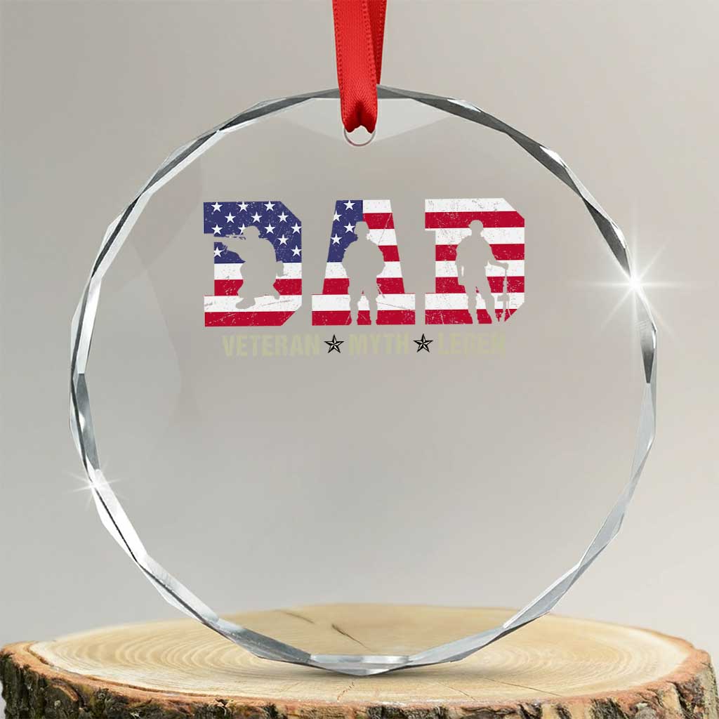 Veteran Dad The Myth Legend Crystal Glass Ornament Cool Father's Day Military Gifts 4th of July