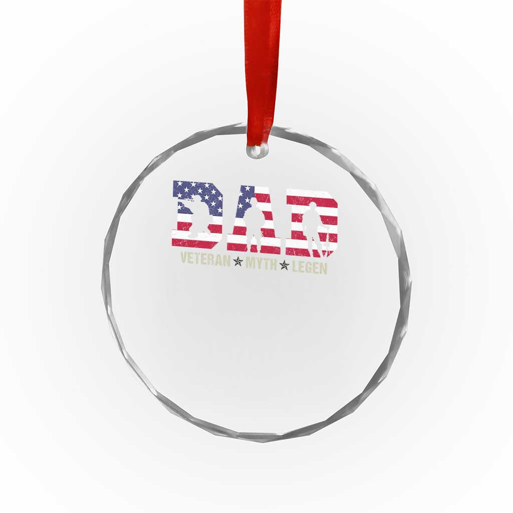 Veteran Dad The Myth Legend Crystal Glass Ornament Cool Father's Day Military Gifts 4th of July