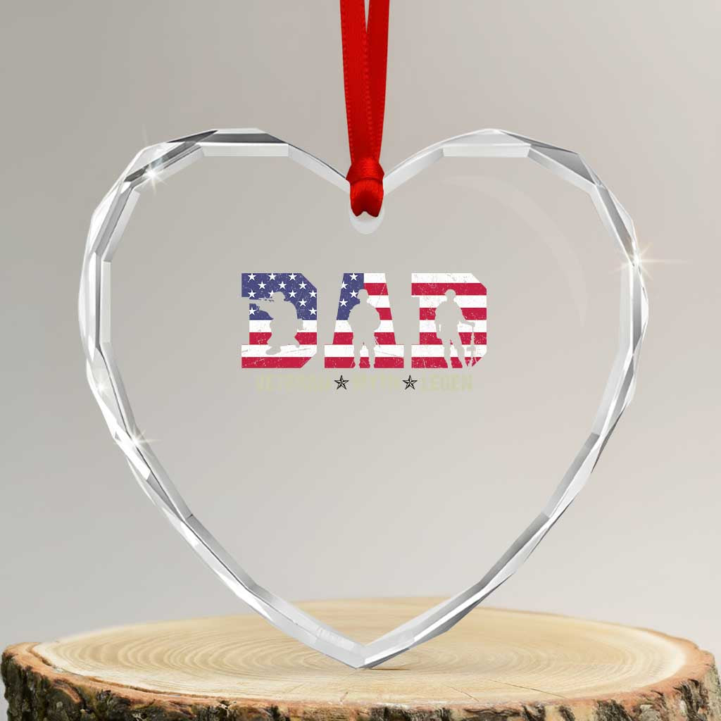 Veteran Dad The Myth Legend Heart Crystal Glass Ornament Cool Father's Day Military Gifts 4th of July