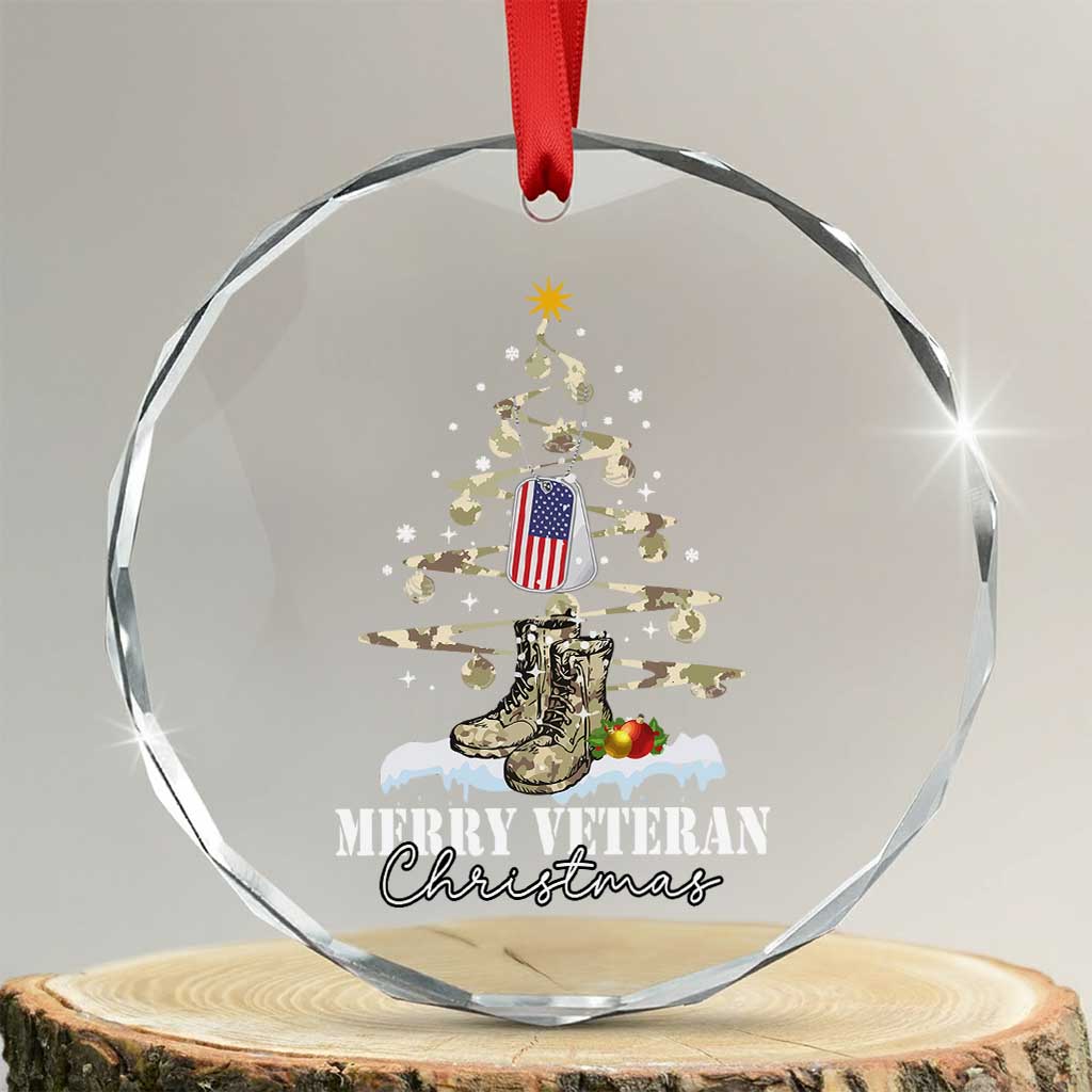 Veteran Day Xmas Crystal Glass Ornament Merry Veteran Christmas Fir Tree Dog Tag Combat Shoes TS11