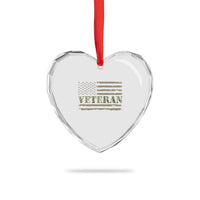 Veteran Heart Crystal Glass Ornament Retro Patriotic Army Camouflage US Flag