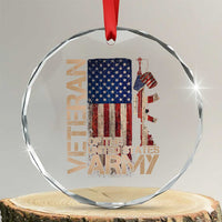 Veteran Of The United States Crystal Glass Ornament Army US Flag Veteran Patriotic