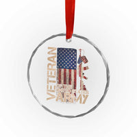 Veteran Of The United States Crystal Glass Ornament Army US Flag Veteran Patriotic