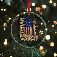 Veteran Of The United States Crystal Glass Ornament Army US Flag Veteran Patriotic