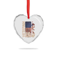 Veteran Of The United States Heart Crystal Glass Ornament Army US Flag Veteran Patriotic