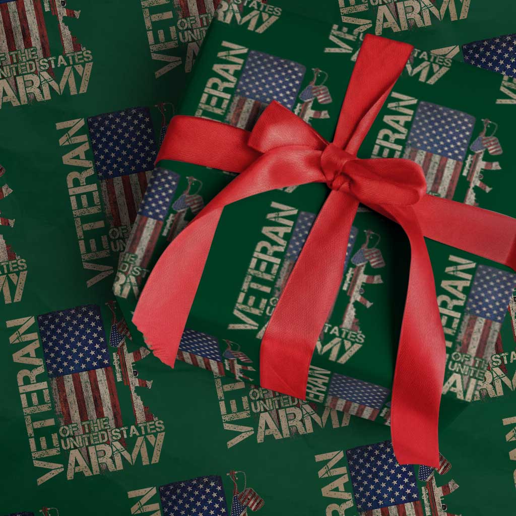 Veteran Of The United States Wrapping Paper Roll Army US Flag Veteran Patriotic
