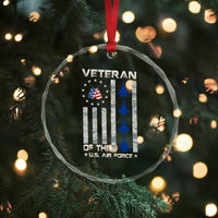 Veteran Of The US Air Force Crystal Glass Ornament Vintage Camo USA Flag Veterans - Wonder Print Shop