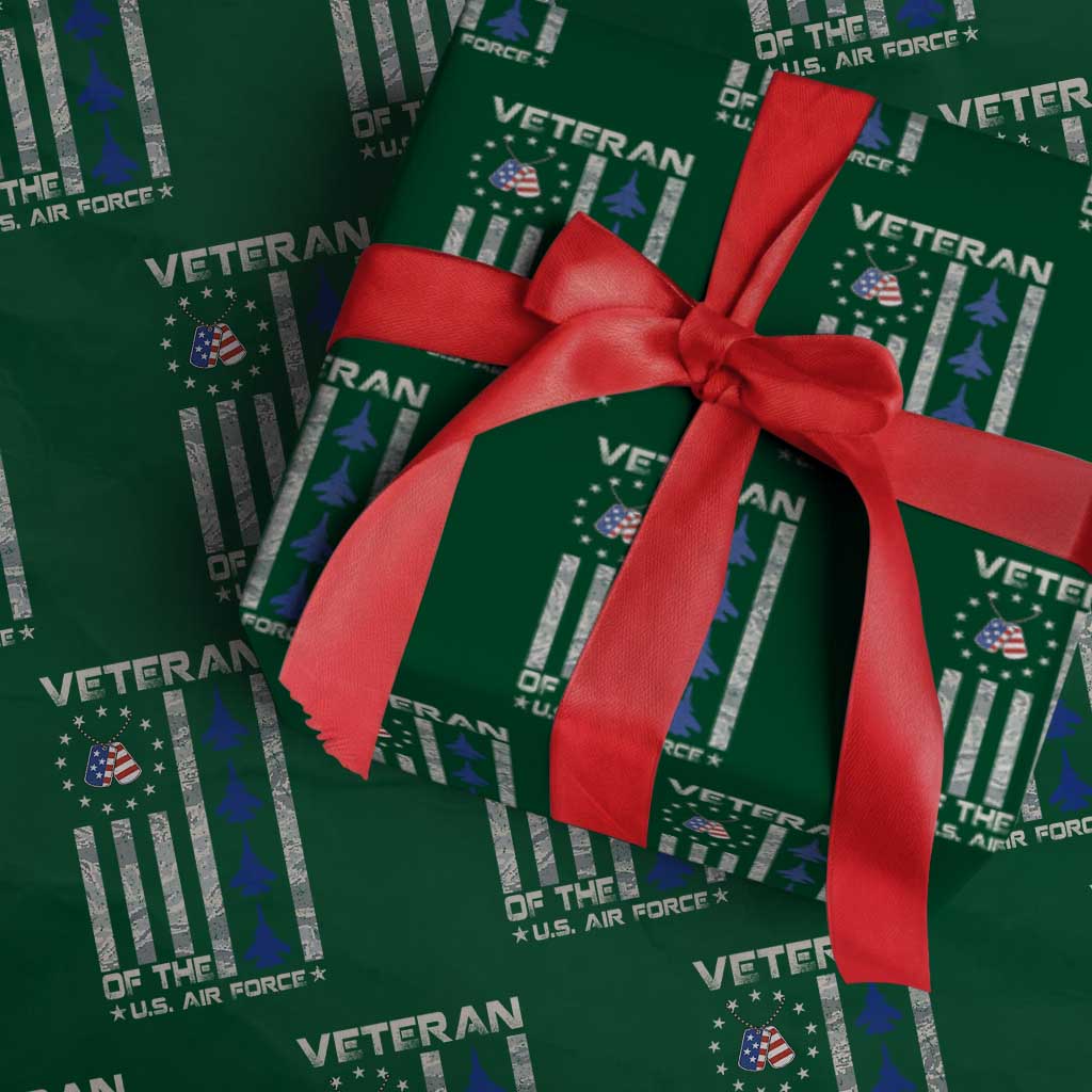 Veteran Of The US Air Force Wrapping Paper Roll Vintage Camo USA Flag Veterans - Wonder Print Shop