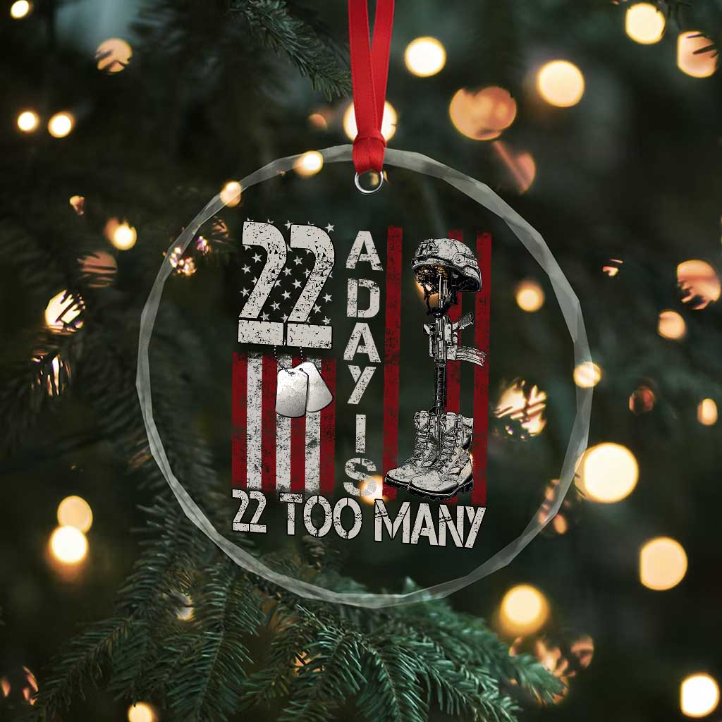 Veteran Suicide Awareness Crystal Glass Ornament 22 A Day Is 22 Too Many - Wonder Print Shop