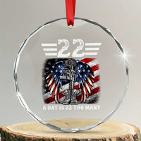 Veteran Suicide Awareness Crystal Glass Ornament 22 A Day Is 22 Too Many Vintage American Flag - Wonder Print Shop