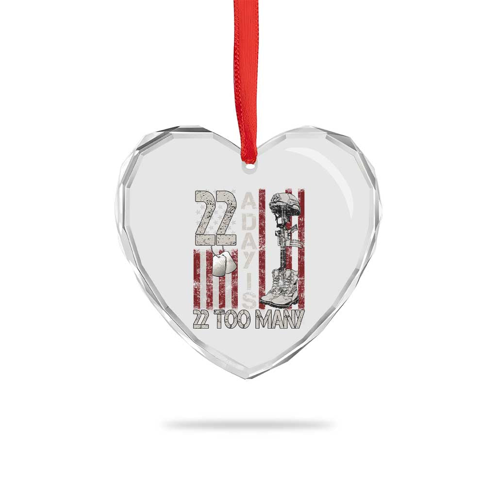 Veteran Suicide Awareness Heart Crystal Glass Ornament 22 A Day Is 22 Too Many - Wonder Print Shop