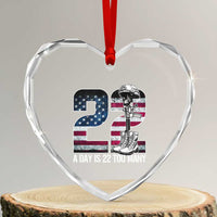Veteran Suicide Awareness Heart Crystal Glass Ornament 22 A Day is 22 Too Many Veteran Lives Matter - Wonder Print Shop