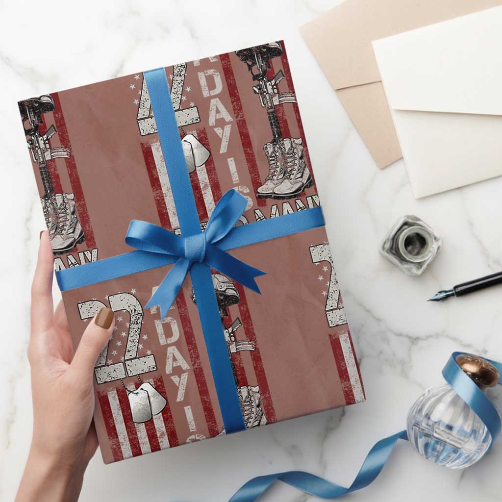 Veteran Suicide Awareness Wrapping Paper Roll 22 A Day Is 22 Too Many - Wonder Print Shop