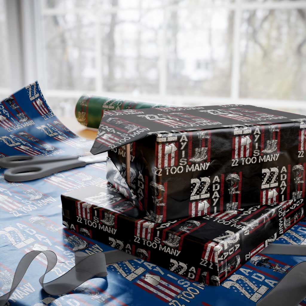 Veteran Suicide Awareness Wrapping Paper Roll 22 A Day Is 22 Too Many - Wonder Print Shop