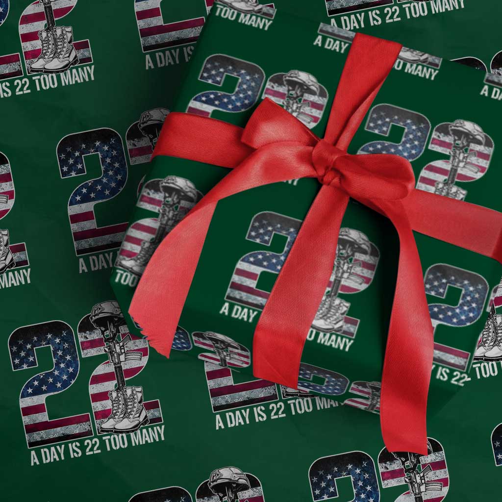 Veteran Suicide Awareness Wrapping Paper Roll 22 A Day is 22 Too Many Veteran Lives Matter - Wonder Print Shop