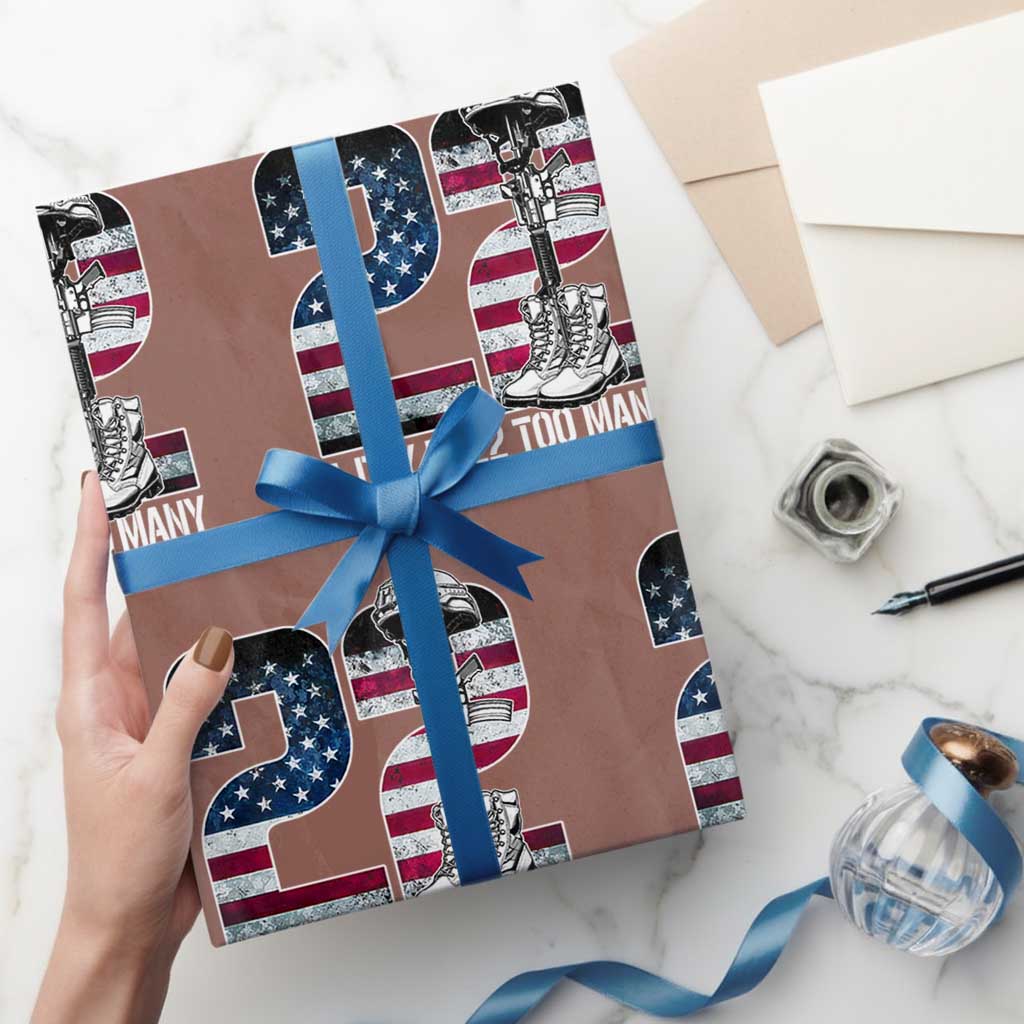 Veteran Suicide Awareness Wrapping Paper Roll 22 A Day is 22 Too Many Veteran Lives Matter - Wonder Print Shop