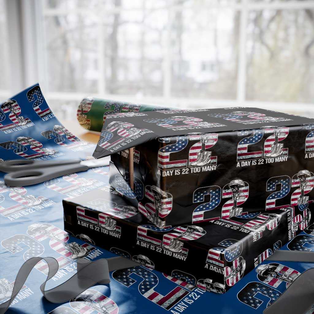 Veteran Suicide Awareness Wrapping Paper Roll 22 A Day is 22 Too Many Veteran Lives Matter - Wonder Print Shop