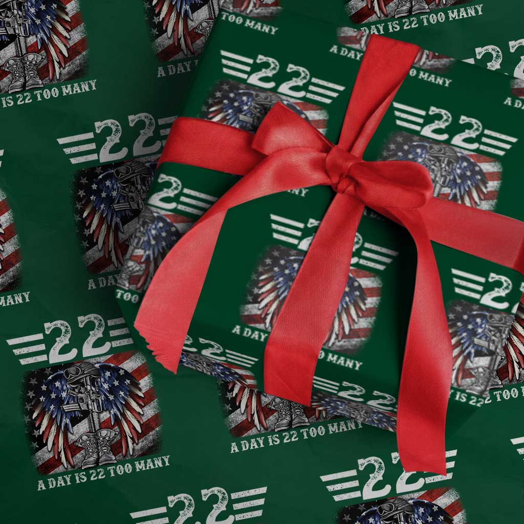 Veteran Suicide Awareness Wrapping Paper Roll 22 A Day Is 22 Too Many Vintage American Flag - Wonder Print Shop
