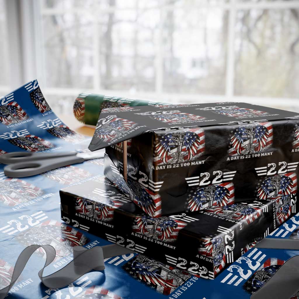 Veteran Suicide Awareness Wrapping Paper Roll 22 A Day Is 22 Too Many Vintage American Flag - Wonder Print Shop