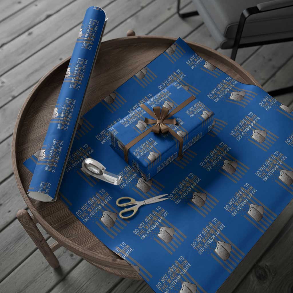 Veteran Suicide Awareness Wrapping Paper Roll Do Not Give In To The War Within Patriotic US Flag - Wonder Print Shop