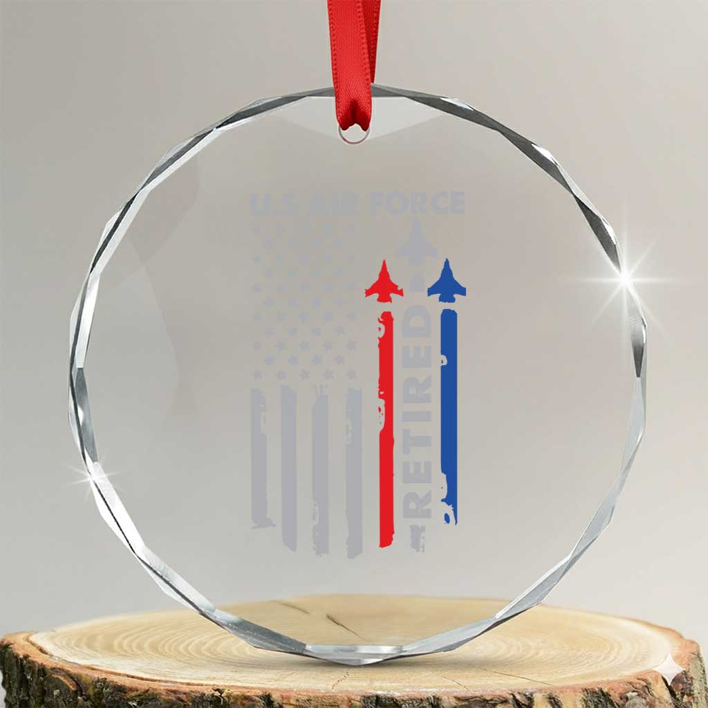 Veteran US Air Force Crystal Glass Ornament Vintage USA Flag Veterans - Wonder Print Shop