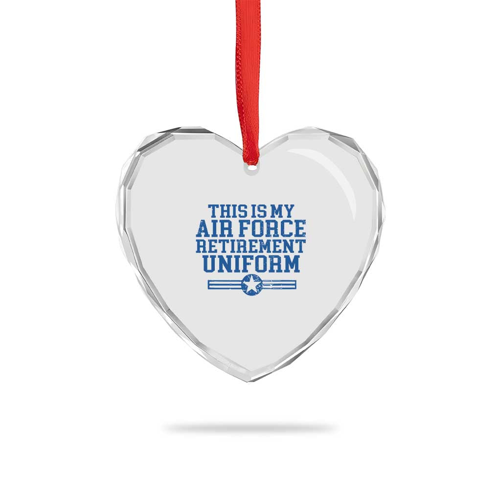 Veteran US Air Force Heart Crystal Glass Ornament This Is My Retirement Uniform - Wonder Print Shop