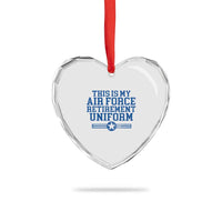Veteran US Air Force Heart Crystal Glass Ornament This Is My Retirement Uniform - Wonder Print Shop