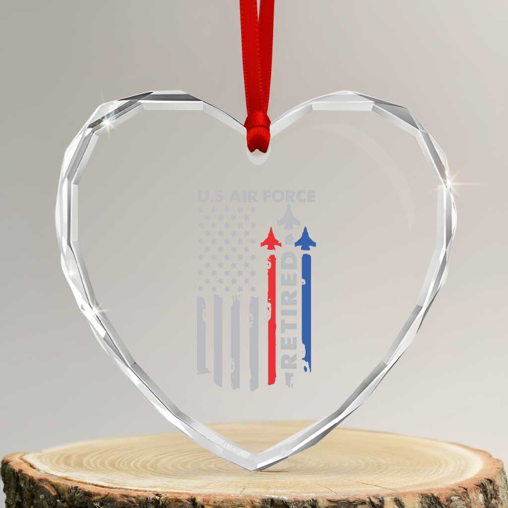 Veteran US Air Force Heart Crystal Glass Ornament Vintage USA Flag Veterans - Wonder Print Shop