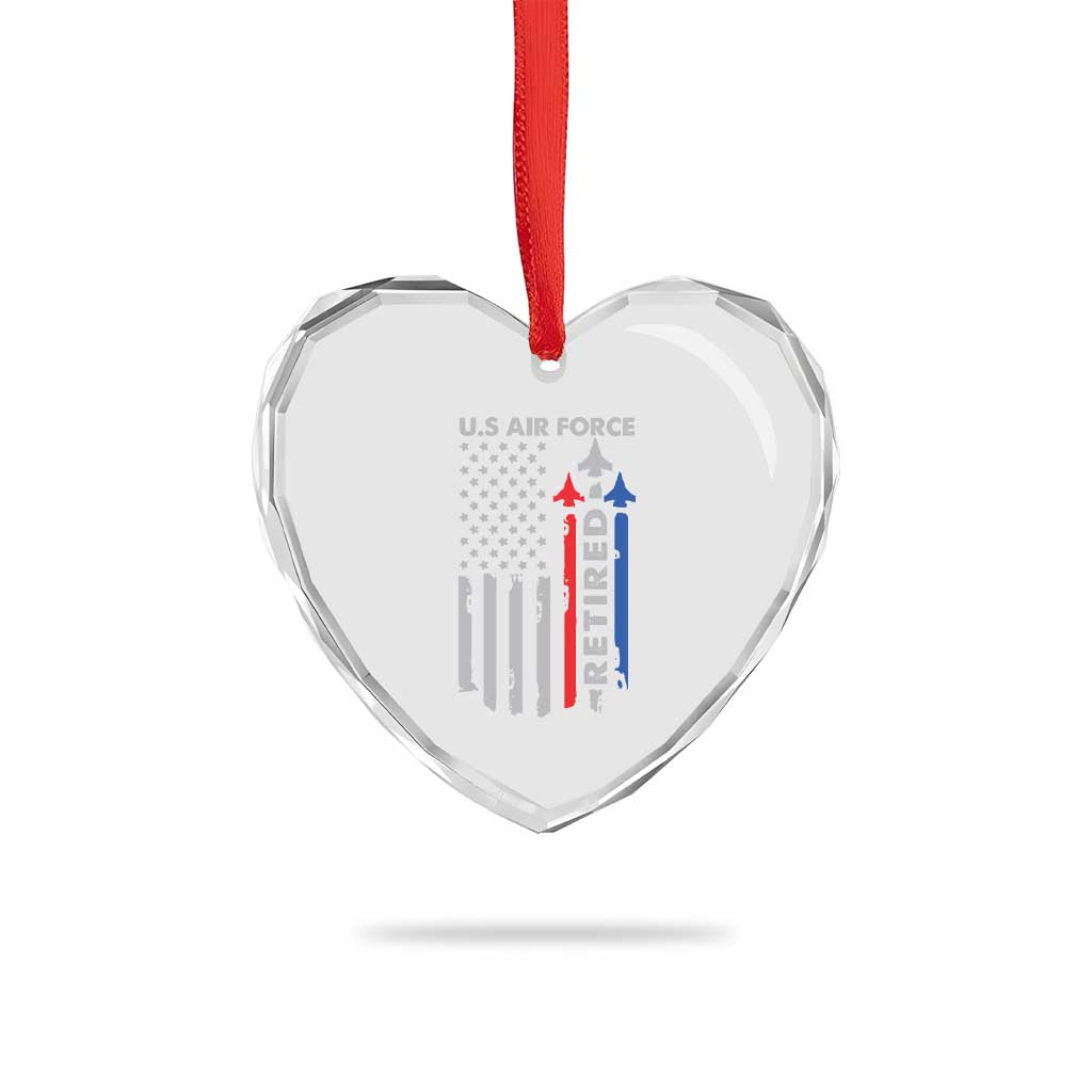 Veteran US Air Force Heart Crystal Glass Ornament Vintage USA Flag Veterans - Wonder Print Shop