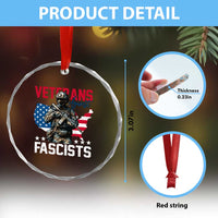 Veterans Against Fascists Crystal Glass Ornament Patriotic Soldier Vintage American Flag TS11