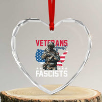 Veterans Against Fascists Heart Crystal Glass Ornament Patriotic Soldier Vintage American Flag - Wonder Print Shop