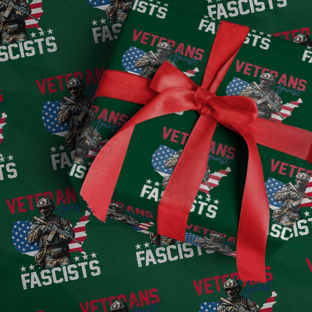 Veterans Against Fascists Wrapping Paper Roll Patriotic Soldier Vintage American Flag - Wonder Print Shop