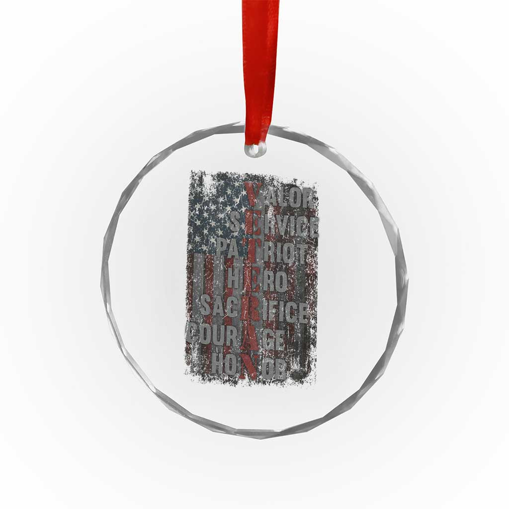 Veterans Valor Service Patriot Hero Sacrifice Courage Honor Crystal Glass Ornament American Flag - Wonder Print Shop