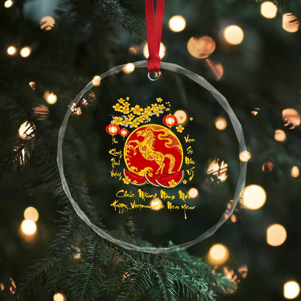 Vietnamese Lunar New Year 2026 Crystal Glass Ornament Chuc Mung Nam Moi Tet Holiday Horse Zodiac
