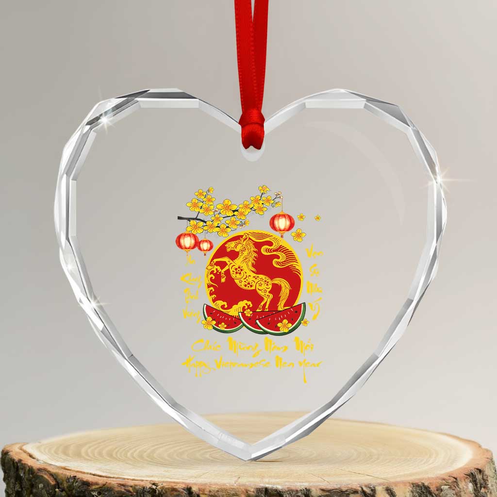 Vietnamese Lunar New Year 2026 Heart Crystal Glass Ornament Chuc Mung Nam Moi Tet Holiday Horse Zodiac